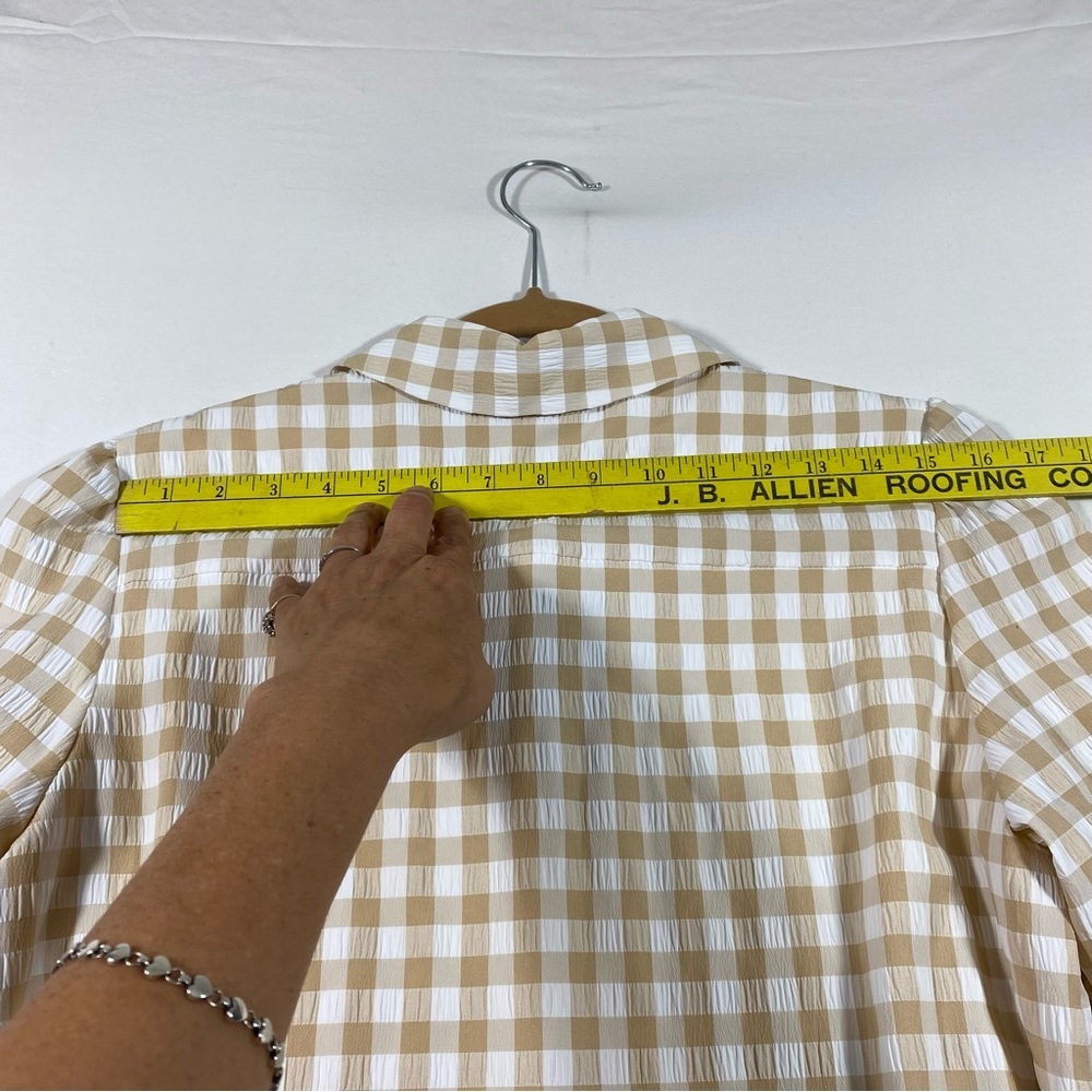 Preston & York Dress Seersucker Woman 6 Gingham Button Down Midi 3/4 sleeve NWT - Picture 13 of 16